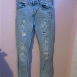 H&M Ripped Light Wash Skinny Denim Jeans